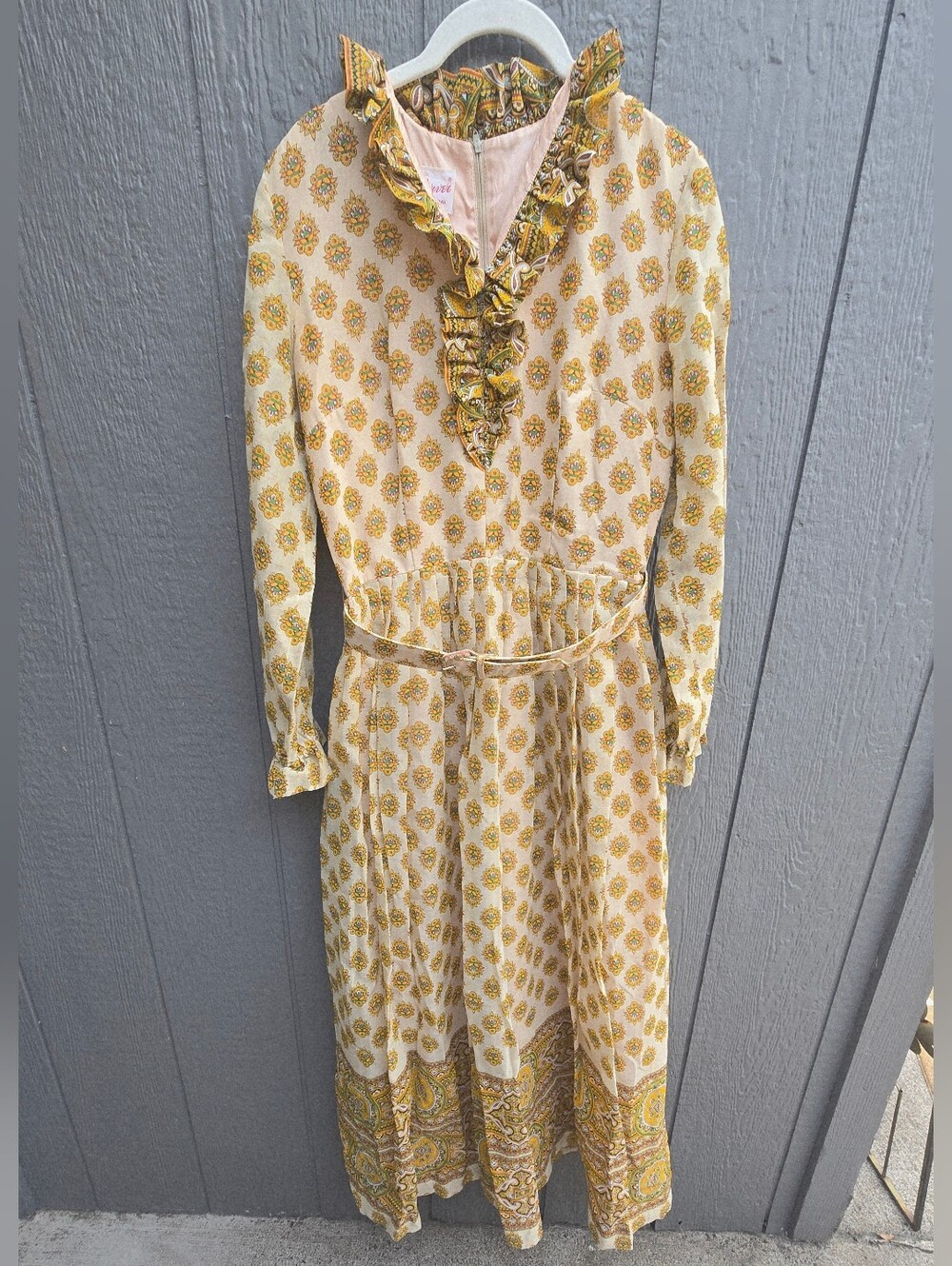Vintage 60's Eve Carver Long Sleeved Dress With Belt